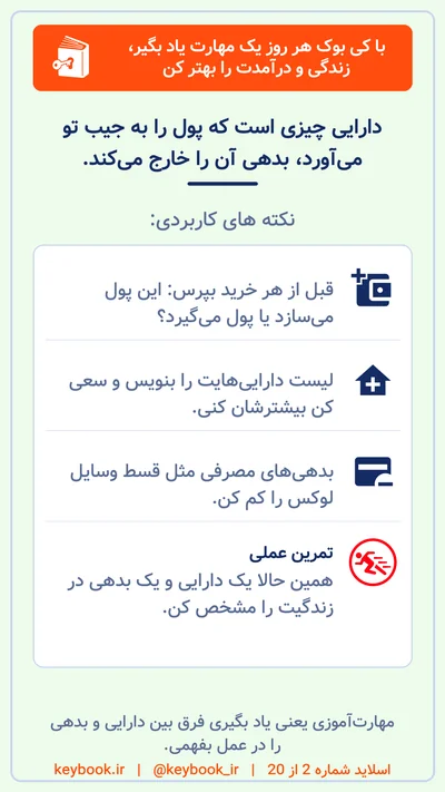 تمرین های کتاب افزایش هوش مالی رابرت کیوساکی